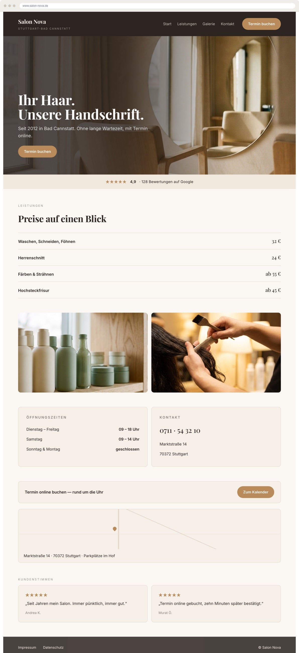 Beispielseite: Friseursalon